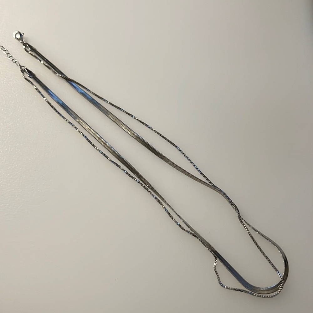 Silver Double Chain Necklace
